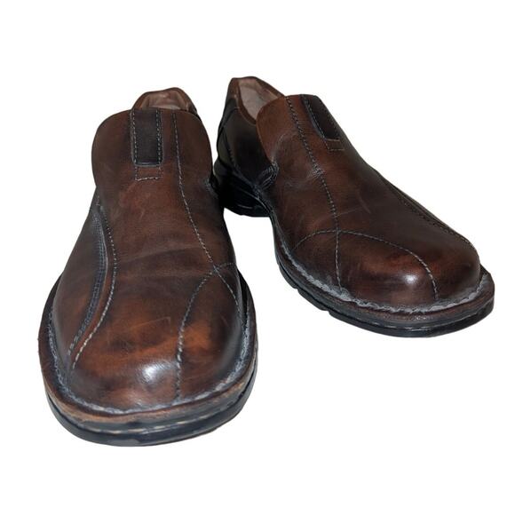 Clarks shoes Men's Escalade Step Loafers Brown Leather Slip On Size 11M Casual - Picture 1 of 9